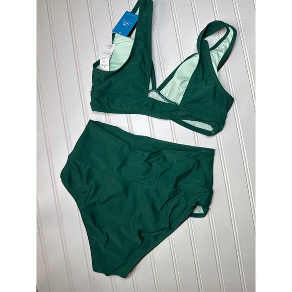 NWT Cupshe Bikini Set Two Piece Swimsuit Fuchsia & Black Green BUNDLE Size S - Picture 4 of 6